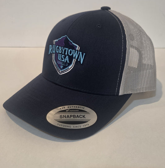 RUGBYTOWN USA TRUCKER HAT - NAVY/ SILVER