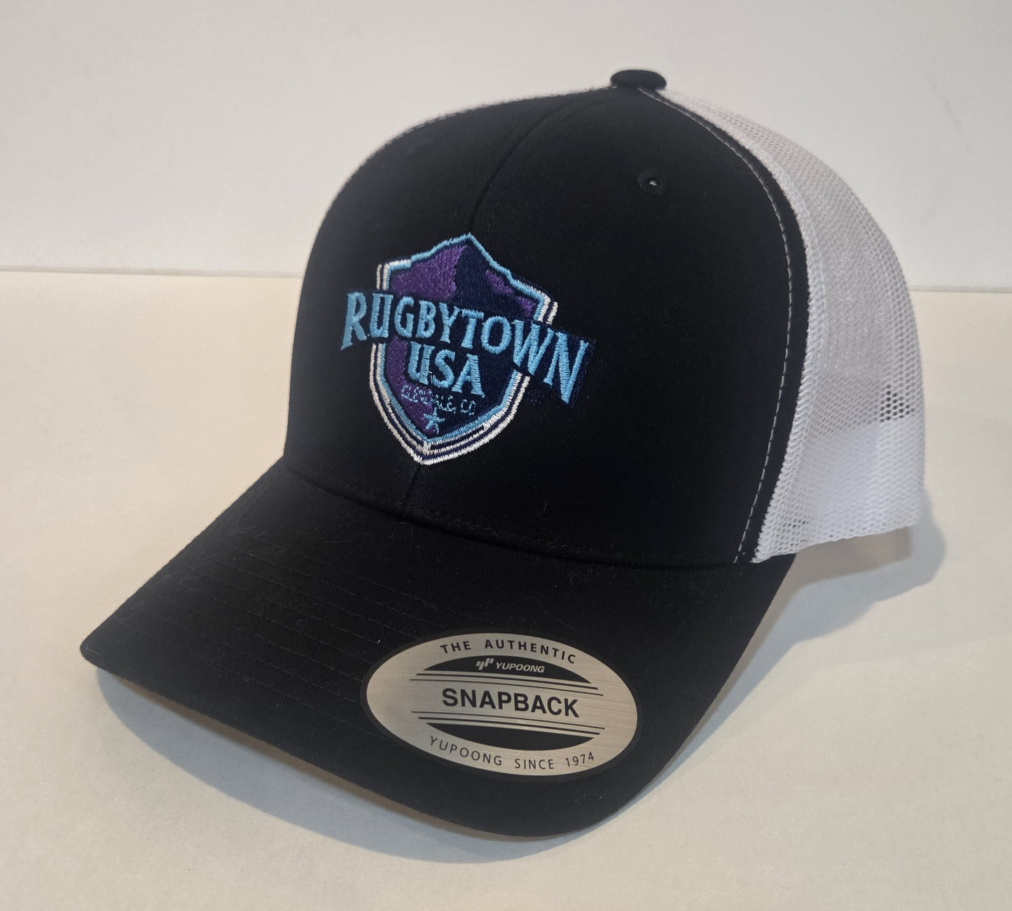 RUGBYTOWN USA TRUCKER HAT - BLACK/ WHITE