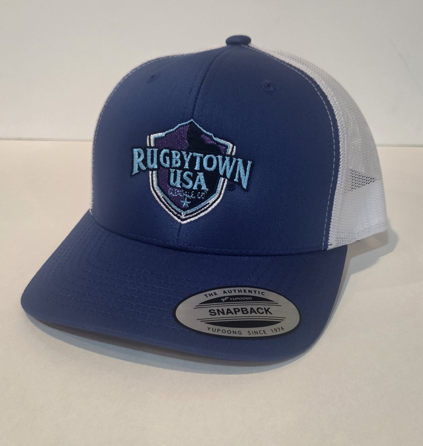 RUGBYTOWN USA TRUCKER HAT - ROYAL/ WHITE
